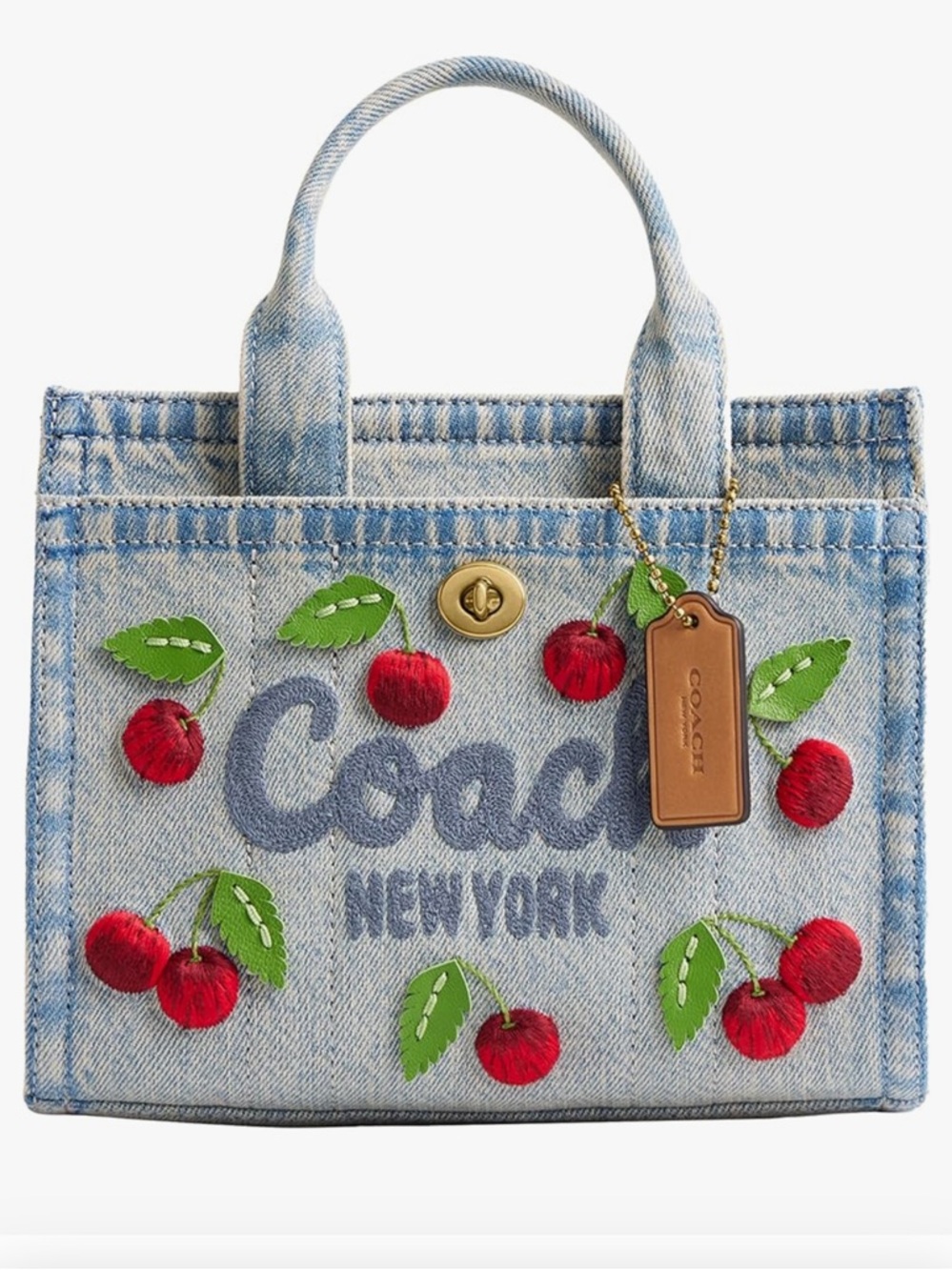 COACH BUNDLE: Coach Denim Cherry Embroidered Cargo Tote & Coach Star Crossbody - Picture 2 of 15